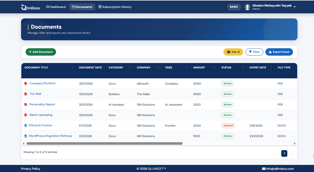 QllmDocs document view